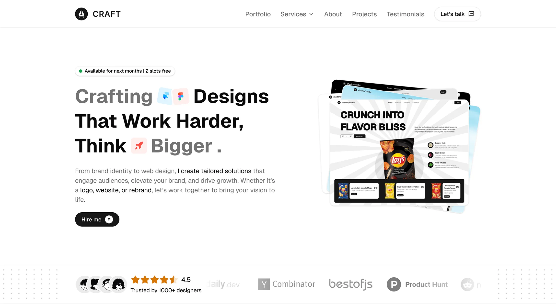 Craft - Portfolio Landing page
